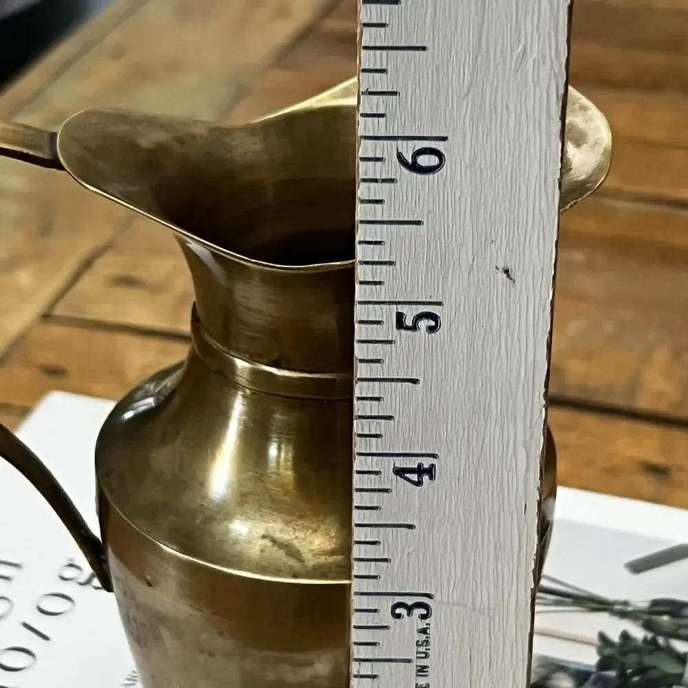 Vintage Solid Brass 6'' Tall Vase Pitcher Metalware